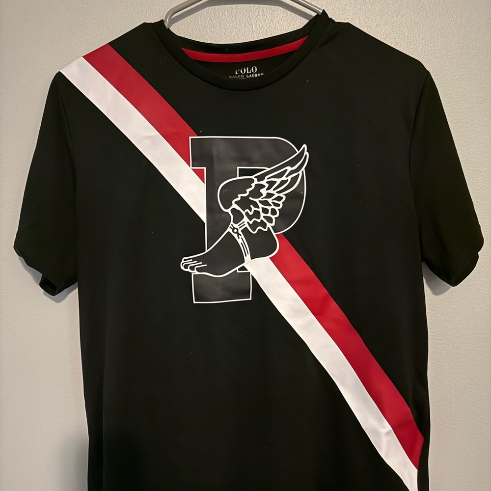 Polo by Ralph Lauren Black Tee with Red and White Stripe
